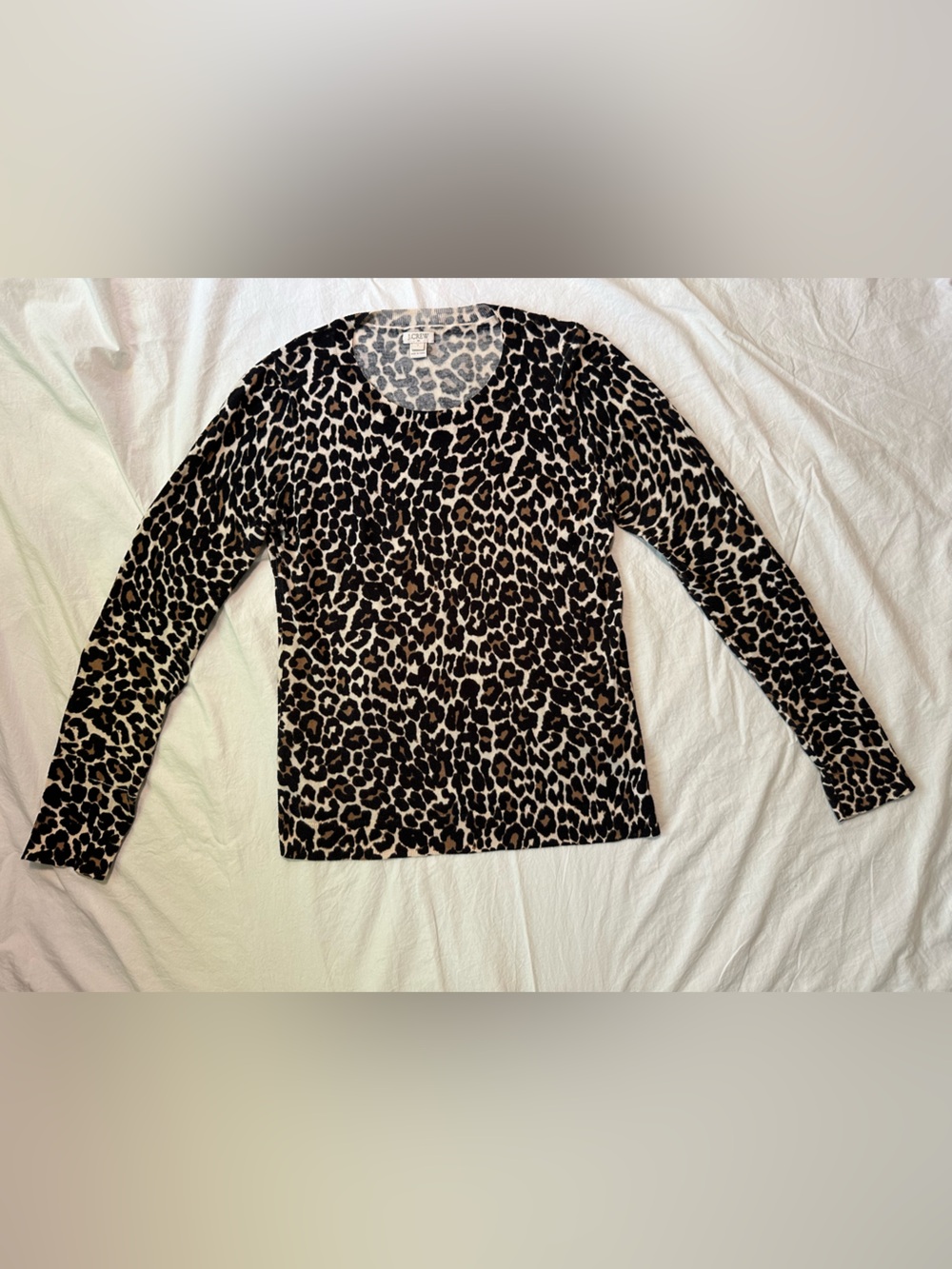 J. Crew Leopard Print Long Sleeve Tee in Black and Tan